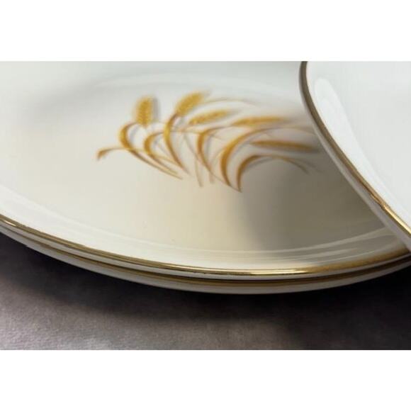 antique 1900s Golden Wheat Made in USA 22k Gold Oven Proof‎ plates ( Pair!! ) - Picture 4 of 7